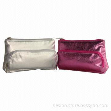 Metallic PU Cosmetic Bags, Customized Designs and Logos Accepted, OEM Orders Welcomed